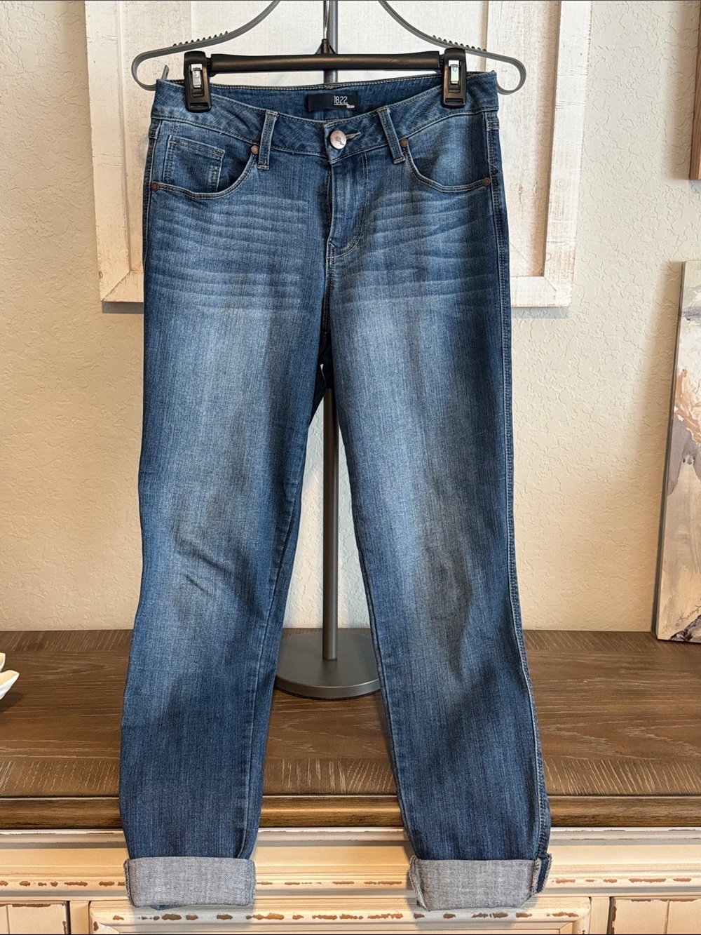 1822 Denim Women's Boyfriend Jeans - Dark Blue Wash